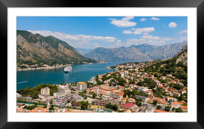 A view down the fjord at Kotor Bay, beside the old town in Kotor, Montenegro Framed Mounted Print by SnapT Photography