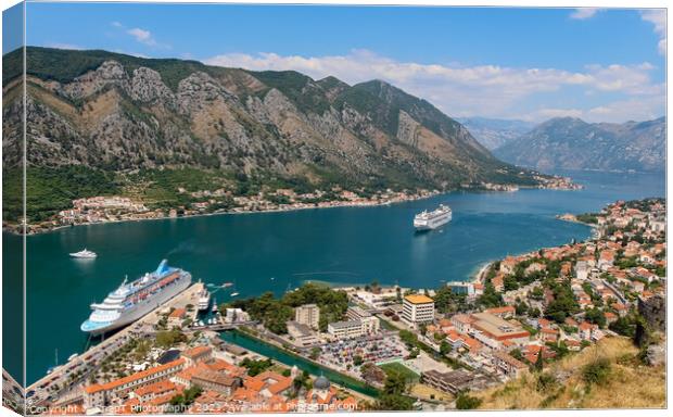 A view over the old town in Kotor, the UNESCO World Heritage Site, Montenegro Canvas Print by SnapT Photography