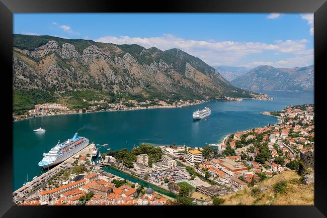 A view over the old town in Kotor, the UNESCO World Heritage Site, Montenegro Framed Print by SnapT Photography
