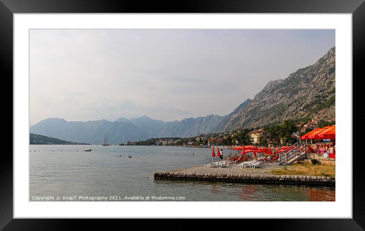 A view from the shore of Kotor Bay, by the old town on the Gulf of Kotor Framed Mounted Print by SnapT Photography