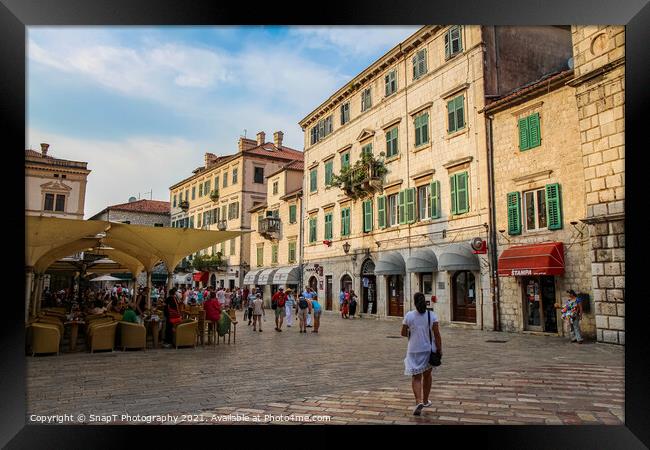 The Square of the Arms in the Old Town of Kotor, the UNESCO World Heritage Site, Montenegro Framed Print by SnapT Photography