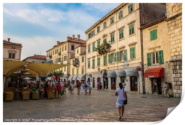 The Square of the Arms in the Old Town of Kotor, the UNESCO World Heritage Site, Montenegro Print by SnapT Photography