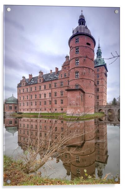 Vallo Castle Reflected in Moat Acrylic by Antony McAulay