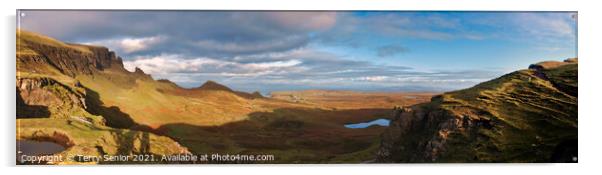 Panorama of Quiraing at the northern end of the Trotternish Ridge on the Isle of Skye. Acrylic by Terry Senior