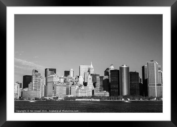 Manhattan Skyline in Monochrome Framed Mounted Print by Nic Croad