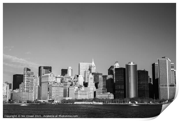 Manhattan Skyline in Monochrome Print by Nic Croad