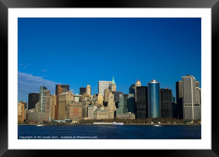 Manhattan Skyline Framed Mounted Print by Nic Croad