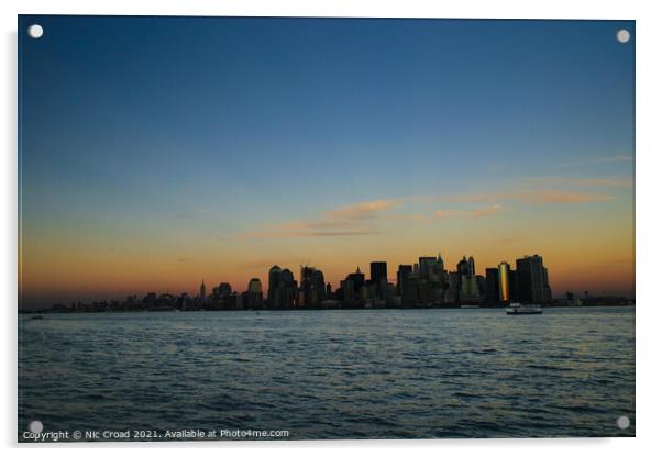 Manhattan Sunset Skyline Acrylic by Nic Croad