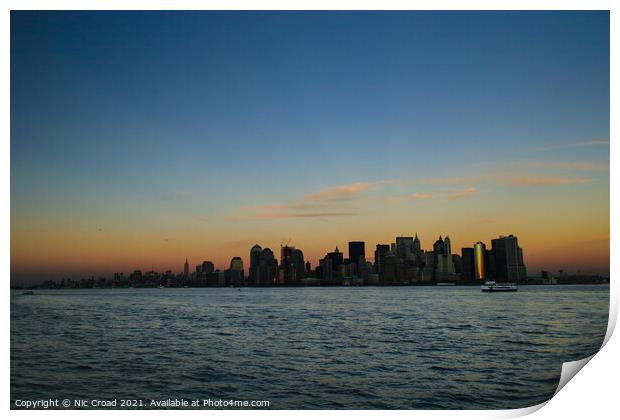 Manhattan Sunset Skyline Print by Nic Croad