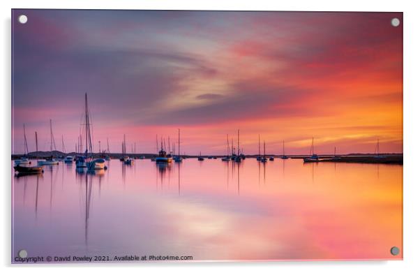 Sunrise Colour over Brancaster Staithe Norfolk Acrylic by David Powley