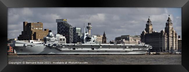 HMS Prince of Wales at Liverpool Framed Print by Bernard Rose Photography