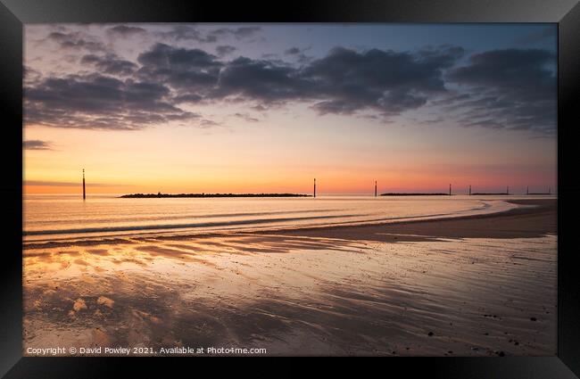 Norfolk Beach Sunrise at Sea Palling Framed Print by David Powley