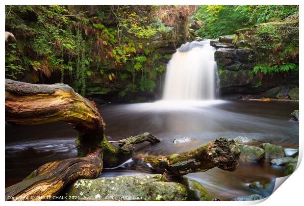 Thomason foss waterfall in the Yorkshire moors. 34 Print by PHILIP CHALK