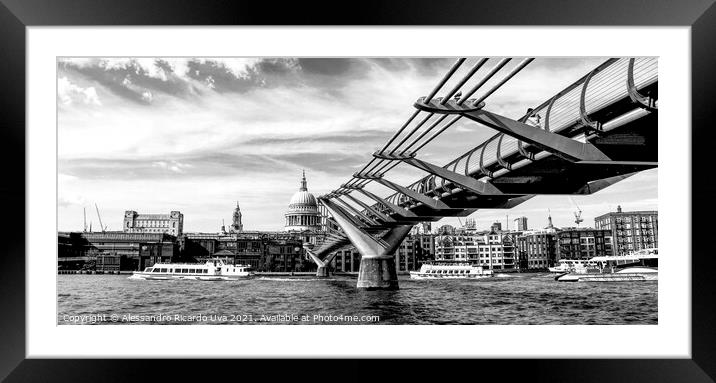 London Cityscape - Millennium Footbridge Framed Mounted Print by Alessandro Ricardo Uva