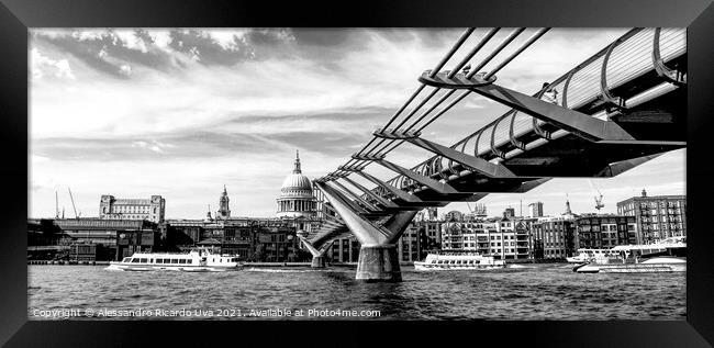 London Cityscape - Millennium Footbridge Framed Print by Alessandro Ricardo Uva