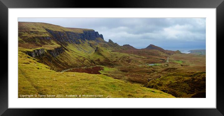 Quiraing sited at the northern most end of the Tro Framed Mounted Print by Terry Senior