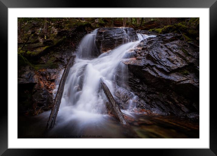 Small waterfall in the forest Framed Mounted Print by Chuck Koonce