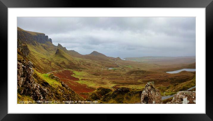 Quiraing sited at the northern most end of the Tro Framed Mounted Print by Terry Senior