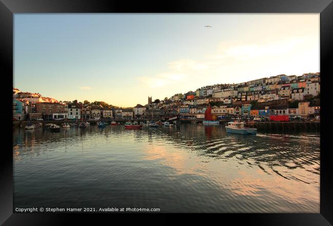 Evening Sunshine Brixham Framed Print by Stephen Hamer