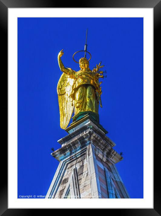 Golden Archangel Gabriel Statue Campanile Bell Tower Venice Ital Framed Mounted Print by William Perry
