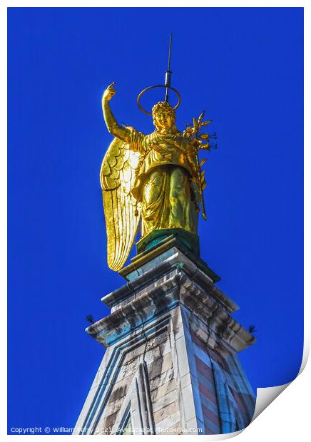 Golden Archangel Gabriel Statue Campanile Bell Tower Venice Ital Print by William Perry