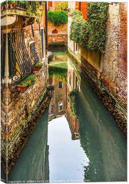 Colorful Small Canal Venice Italy Canvas Print by William Perry