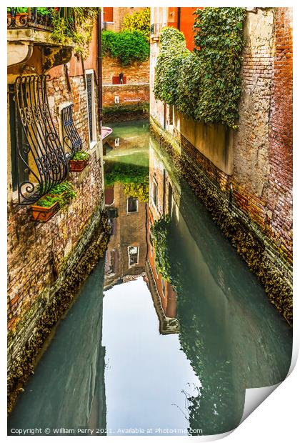 Colorful Small Canal Venice Italy Print by William Perry