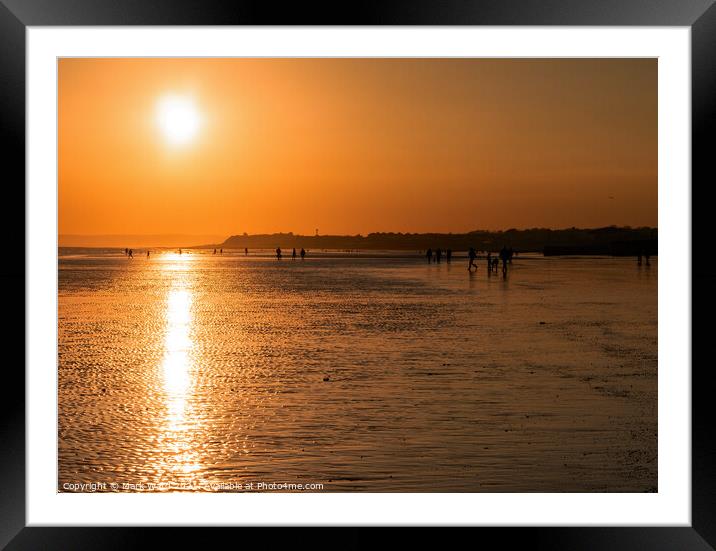 Sand Sea and Sunset. Framed Mounted Print by Mark Ward