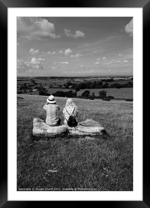 couple looking out over english landscape Framed Mounted Print by Stuart Chard