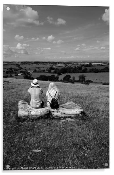 couple looking out over english landscape Acrylic by Stuart Chard
