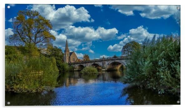 English Bridge across the Severn Acrylic by simon alun hark