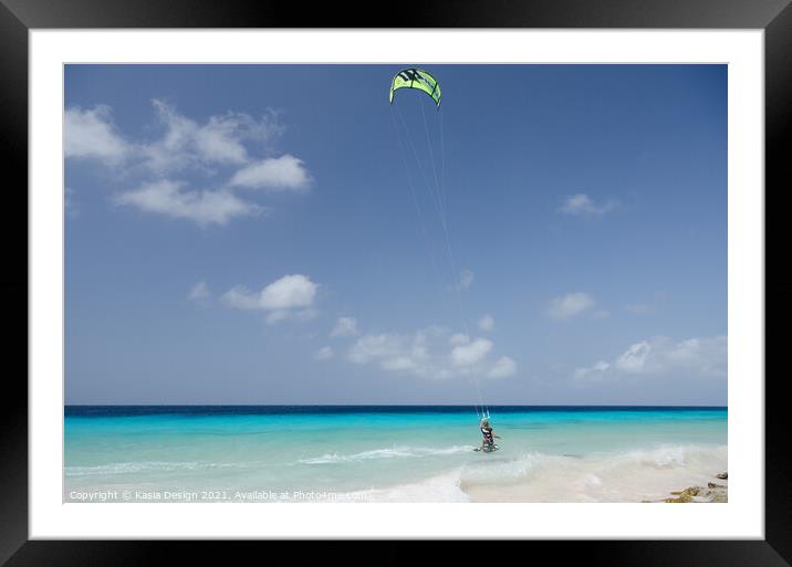 Kite Surfing Paradise Framed Mounted Print by Kasia Design