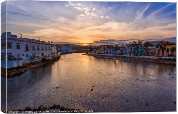 Sunset At The Rio Galao Tavira Portugal Canvas Print by Wight Landscapes