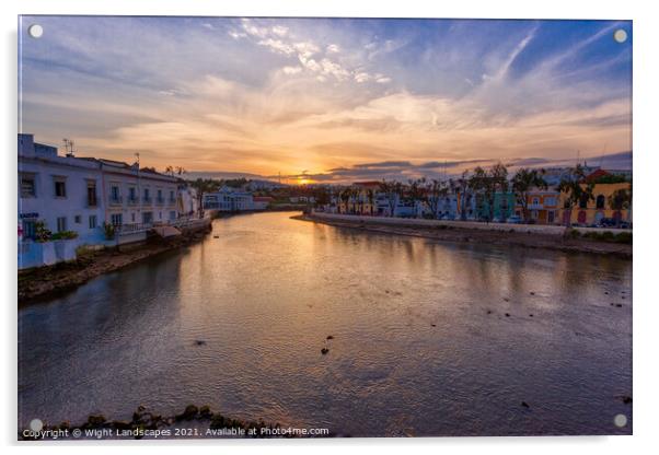 Sunset At The Rio Galao Tavira Portugal Acrylic by Wight Landscapes