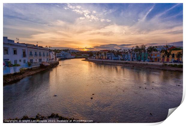 Sunset At The Rio Galao Tavira Portugal Print by Wight Landscapes