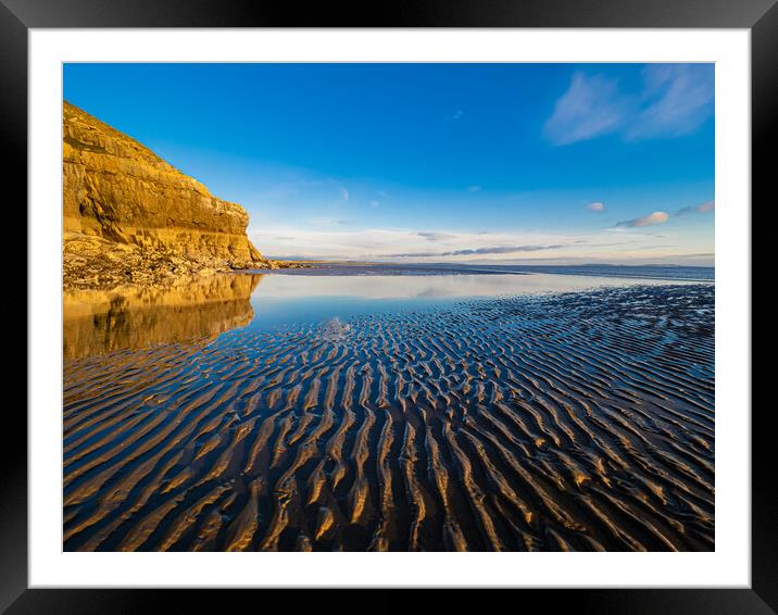 Pendine - Ripples and Reflections. Framed Mounted Print by Colin Allen