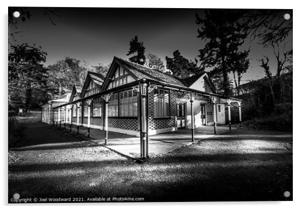 Black & White Rock Park Spa & Heritage Centre Acrylic by Joel Woodward