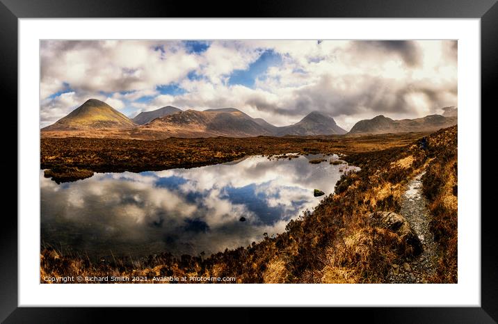 A small Loch beside the footpath to Coire a' Bhàsteir in the Black Cuillins of Skye. Framed Mounted Print by Richard Smith