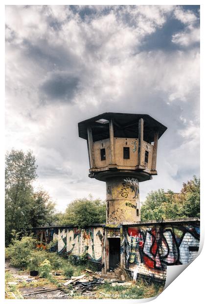 East German Watchtower Print by Colin Woods