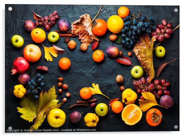 Harvest of autumn fruits Acrylic by Mykola Lunov Mykola