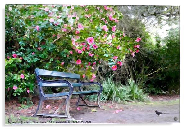 Camellia Bench Acrylic by Alison Chambers