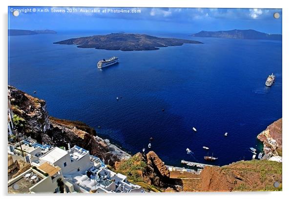 Fira Harbour, Santorini, Greece Canvases & Prints Acrylic by Keith Towers Canvases & Prints