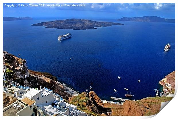 Fira Harbour, Santorini, Greece Canvases & Prints Print by Keith Towers Canvases & Prints