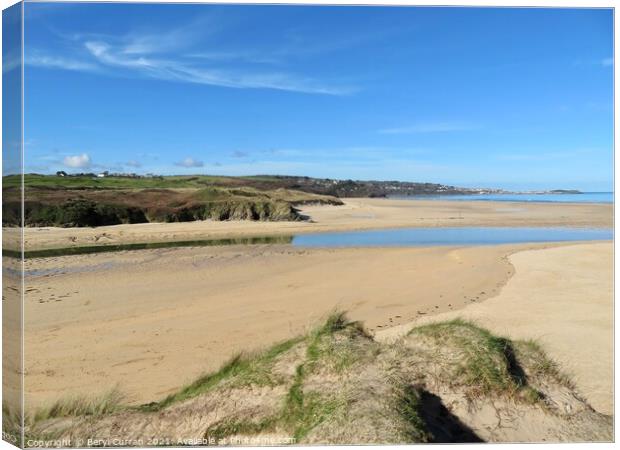 Hayle beach and sand dunes Cornwall  Canvas Print by Beryl Curran