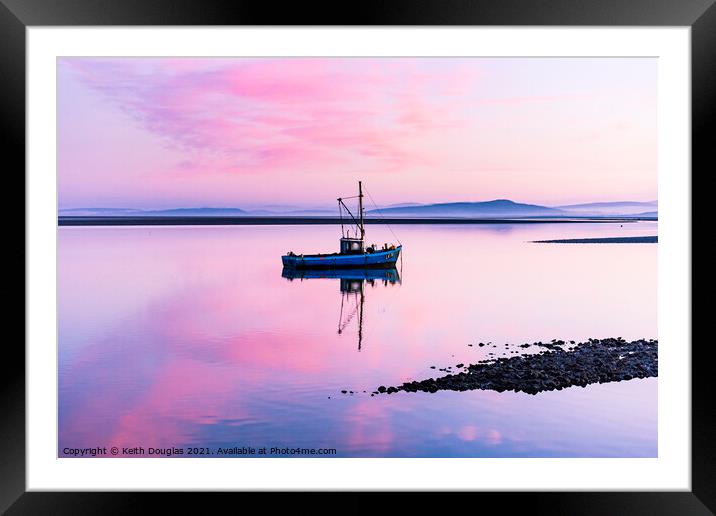 Morecambe Bay Boat - Pink Dawn Framed Mounted Print by Keith Douglas