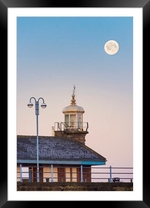 Moon setting over the Stone Jetty, Morecambe Framed Mounted Print by Keith Douglas
