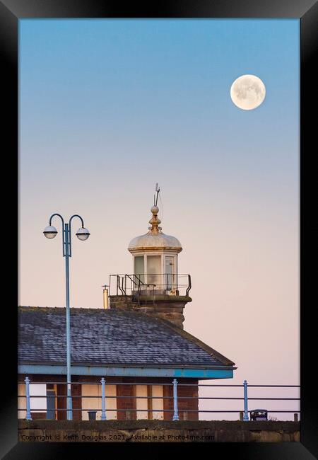 Moon setting over the Stone Jetty, Morecambe Framed Print by Keith Douglas