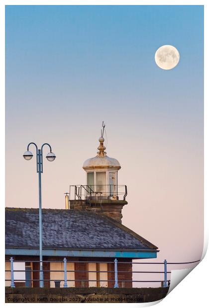 Moon setting over the Stone Jetty, Morecambe Print by Keith Douglas