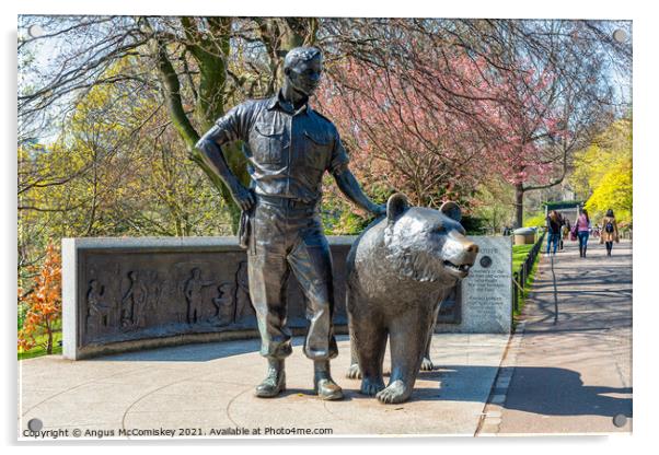 Wojtek the Soldier Bear Memorial, Edinburgh Acrylic by Angus McComiskey