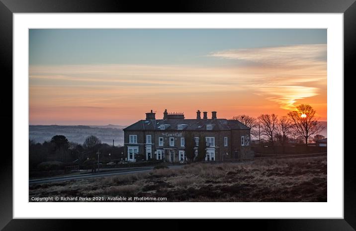 Cow and Calf Sunrise Framed Mounted Print by Richard Perks